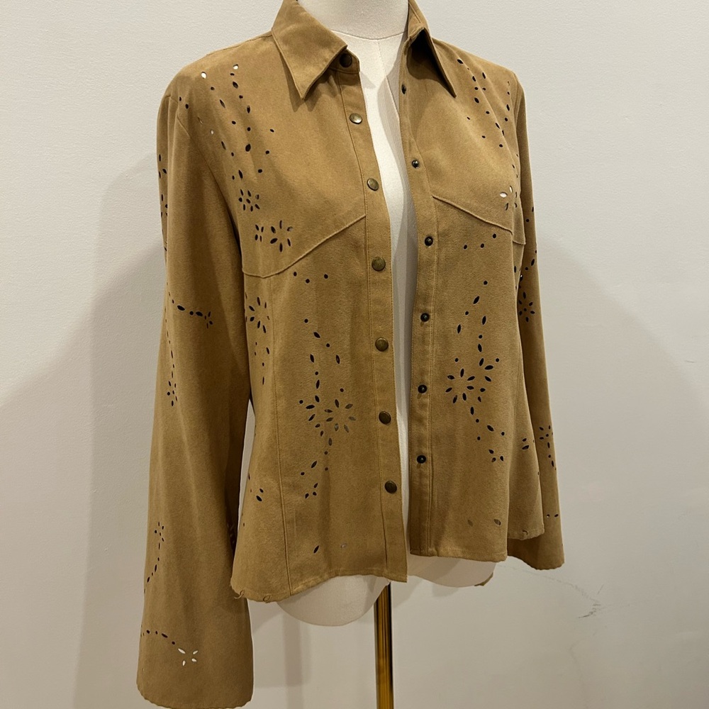 Vintage Faux suede button up shirt/jacket